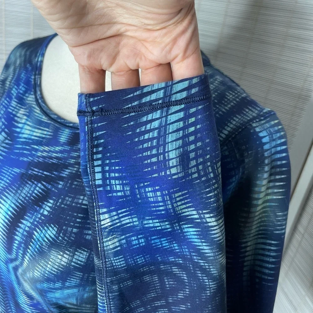 Lululemon Wunder Train Top Flux Blue Cropped Long Sleeve Everlux Size 10